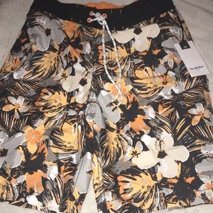 Orange Floral Board Shorts